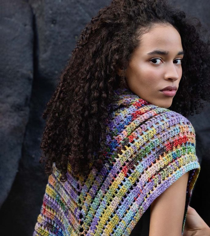 Lana Grossa TREKANTSSJAL Cotonella Multi - Stickmönster (NO)