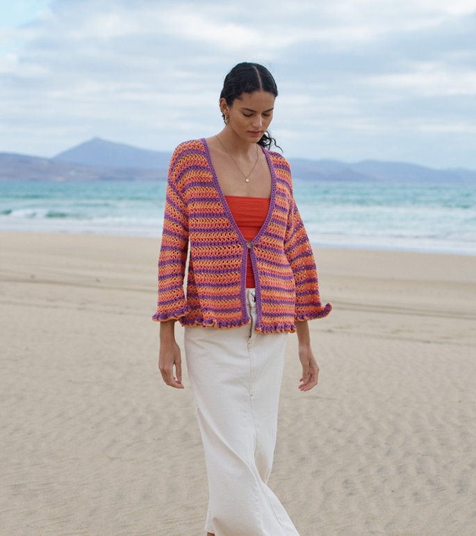 Lana Grossa VIRKAD CARDIGAN Alta Moda Cotolana - Virkmönster (DK)