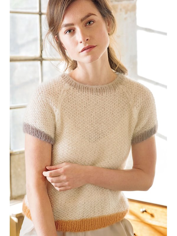 Lana Grossa ПУЛОВЕР ЦВЕТА НЕОТБЕЛЕННОЙ ПРЯЖИ С КОРОТКИМИ РУКАВАМИ Silkhair