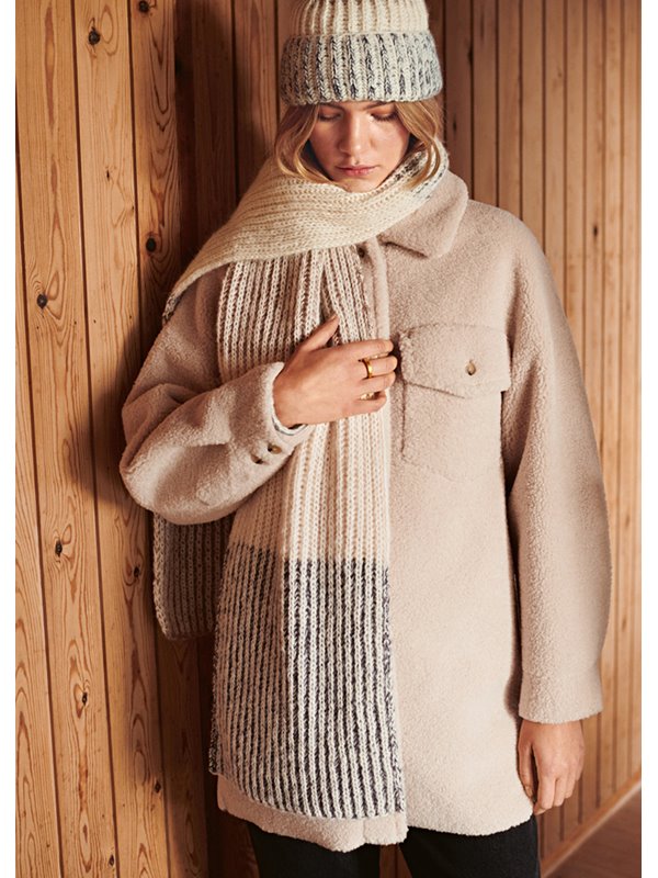 Lana Grossa ШАРФ, СВЯЗАННЫЙ ОДНОИ ДВУХЦВЕТНЫМ ПАТЕНТНЫМ УЗОРОМ Ecopuno & Setasuri